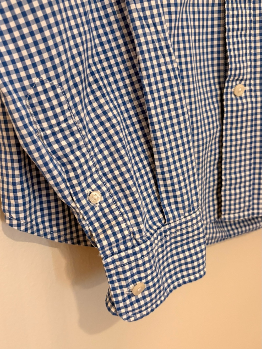 GAP Mens Medium Classic Blue & White Gingham Button-Down Shirt -100% Cotton - Picture 7 of 14